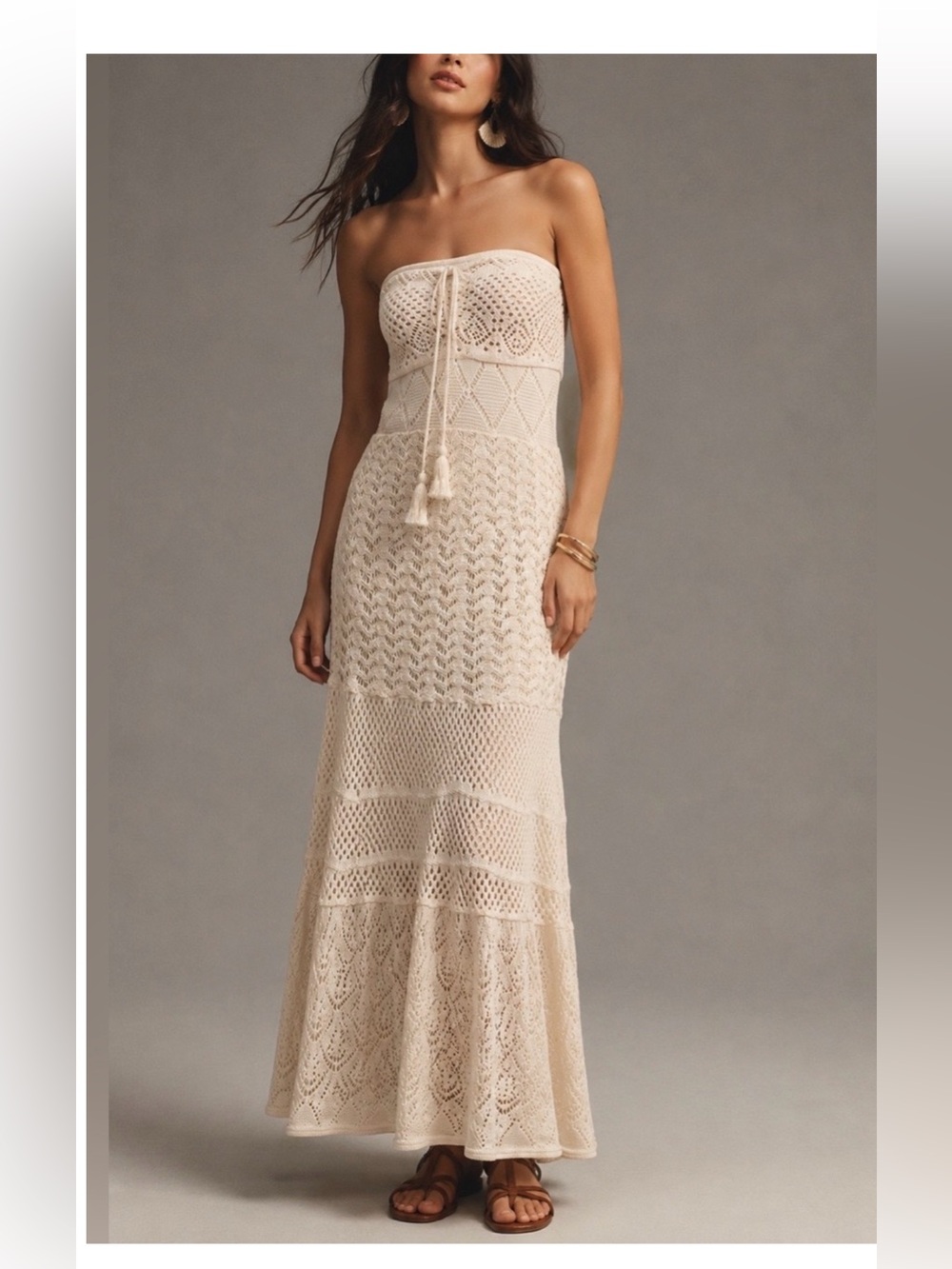 Anthropologie Farm Rio crochet knit maxi dress NWT